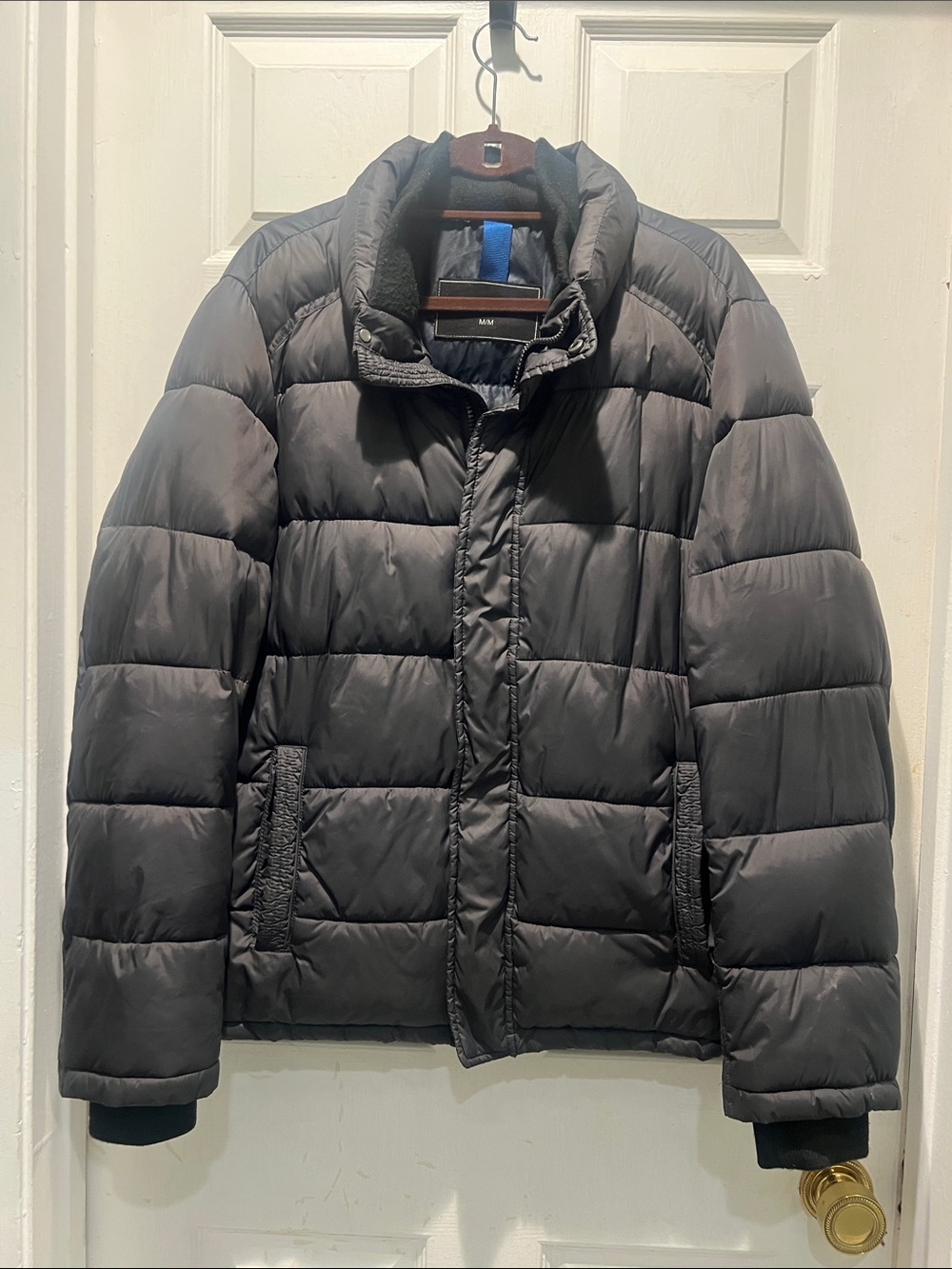 Andrew Marc Men's Dark Gray Quilted Puffer Jacket